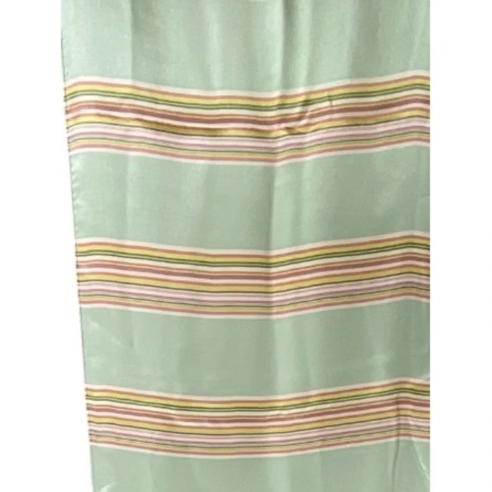 Vintage Talbots Silk Scarf Women Sage Pink Stripe Exc Rectangular Polished Retro